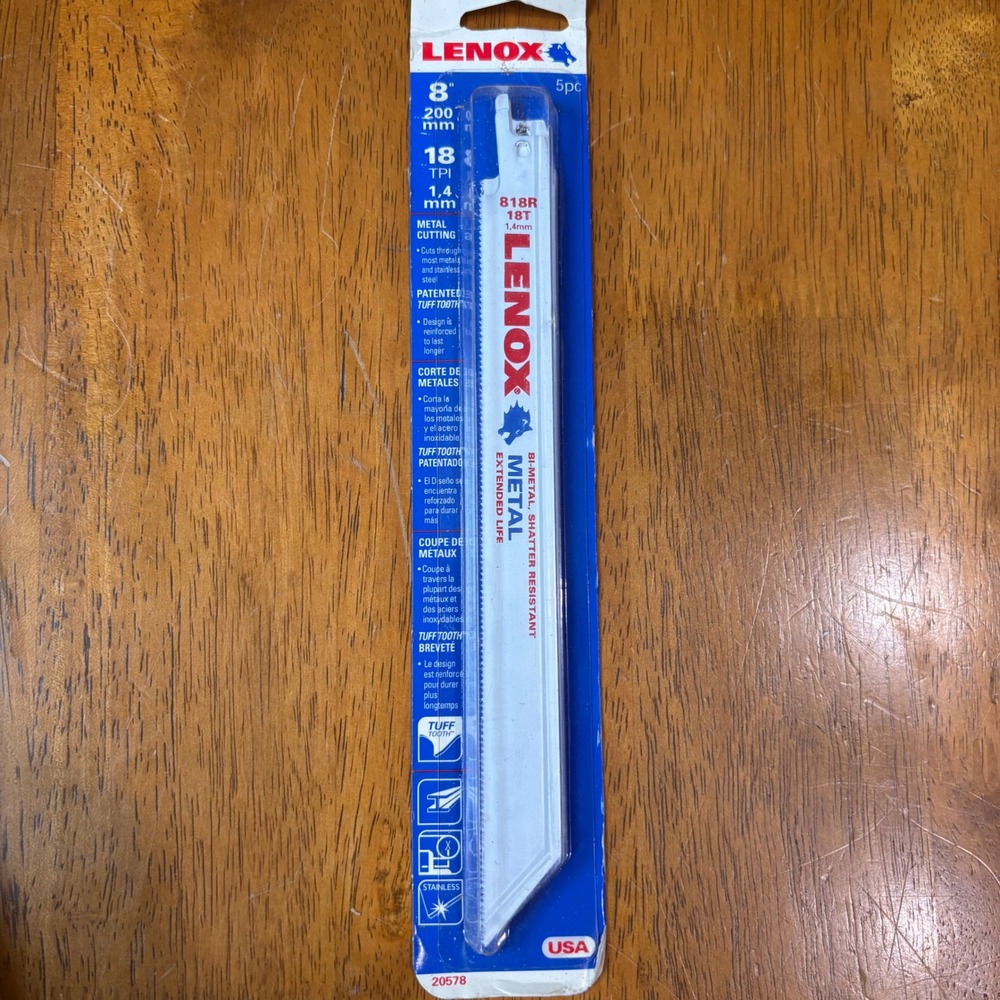 Lenox 818R 8-inch 18 TPI Reciprocating Saw Blades 5-Pack Metal Cutting 20578